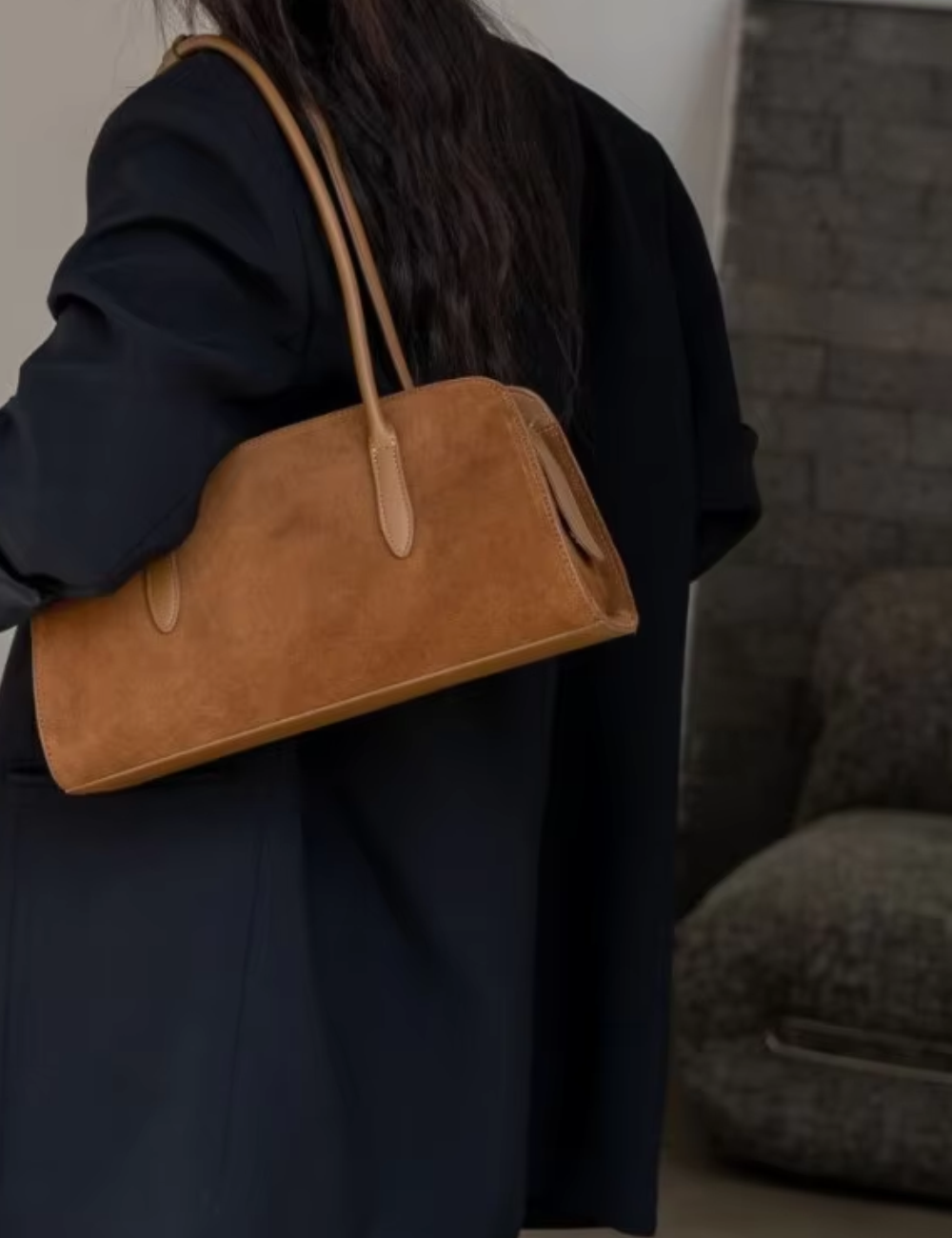 Bolsa Velluta de Camurça em Couro Legítimo