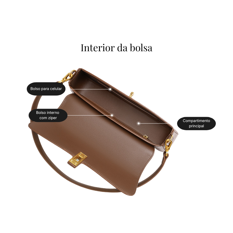Bolsa Baguette em Couro Legítimo